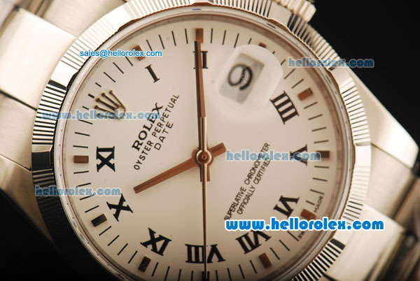 Rolex Oyster Perpetual Date Automatic Movement ETA Coating Case with White Dial and Steel Strap - Click Image to Close
